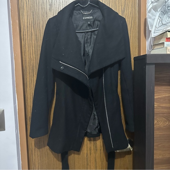 Express women lapel wool black coat Small - Picture 4 of 16